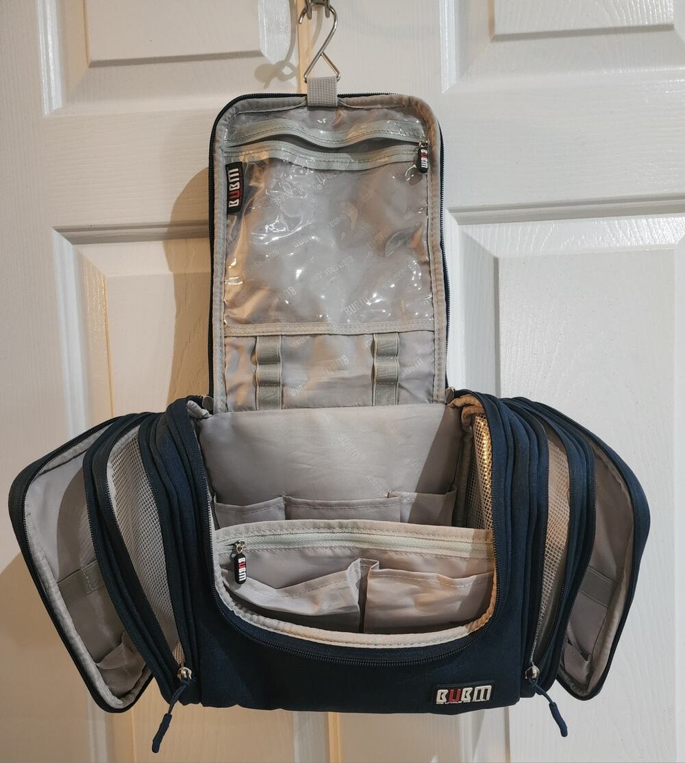 BUBM Hanging Toiletry Bag Travel Organizer Case Navy Blue Waterproof #G01